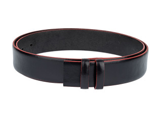 Black leather belt strap with red edges