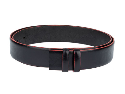 Black leather belt strap with red edges