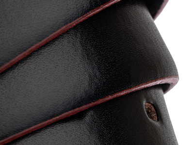 Black leather belt with red edges REE34BLNP