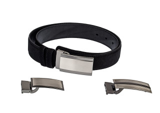 Black suede belt strap and buckles set