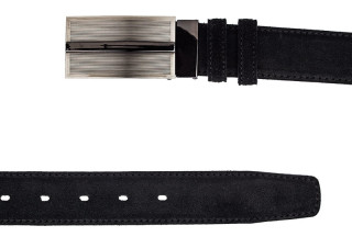 Black suede belt strap and buckles set