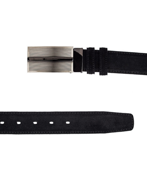 Black suede belt strap and buckles set