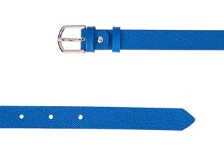 Blue saffiano skinny belt