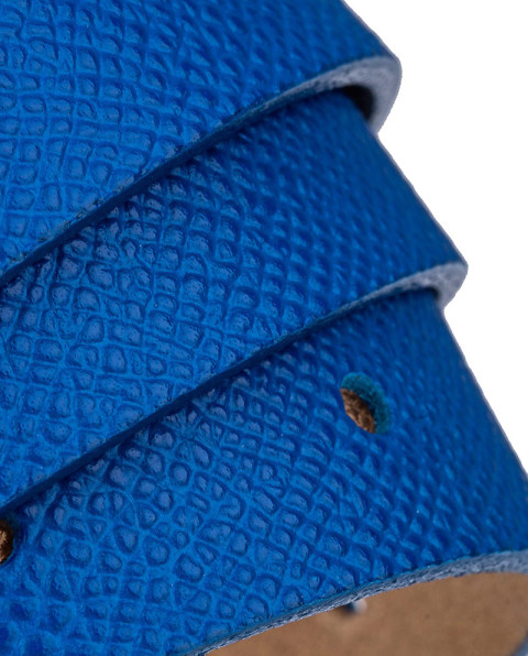 Blue saffiano skinny belt