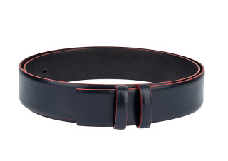 Dark blue leather belt strap with red edges
