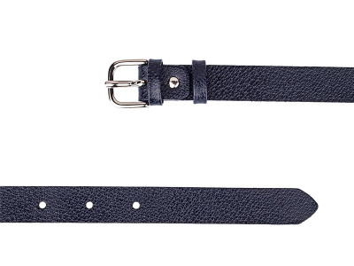 Dark blue skinny belt with texture