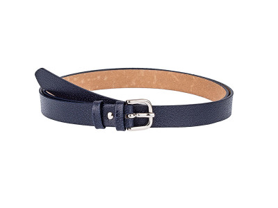 Dark blue skinny belt with texture