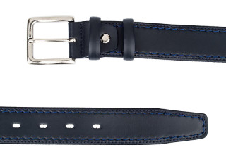 Italian blue leather belt threaded NVTH34NP