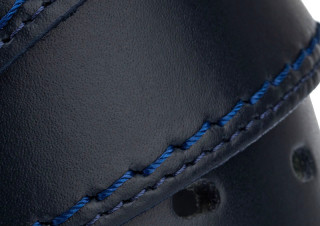 Navy leather belt strap with blue thread