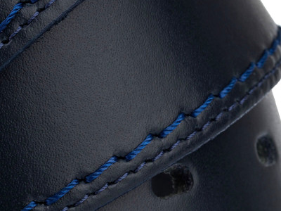 Navy leather belt strap with blue thread