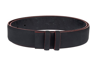 Rubber coated black belt strap with red edges
