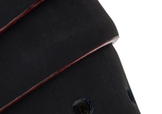 Rubber coated black belt strap with red edges