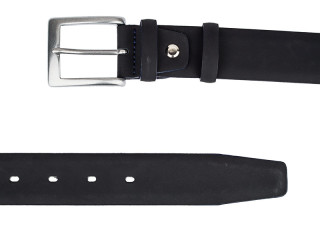 Black rubber coated belt with navy edges SNVE34BLRU