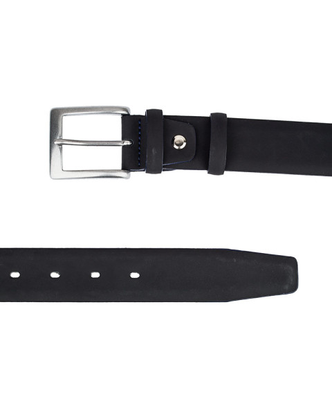 Black rubber coated belt with navy edges SNVE34BLRU