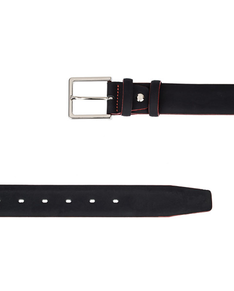 Black rubber coated belt with red edges SREE34BLRU