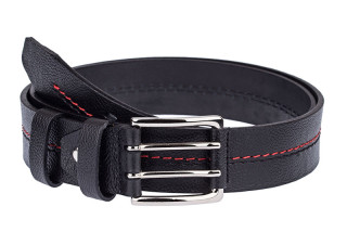 Thick leather belt red threaded JSTH39BLLG