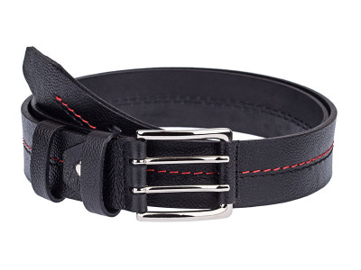 Thick leather belt red threaded JSTH39BLLG