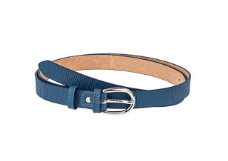 Vertical striped blue skinny belt