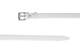 White leather skinny belt