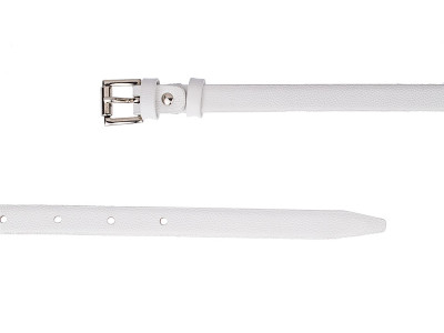 White leather skinny belt