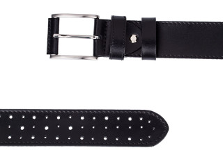 Wide perforated leather belt