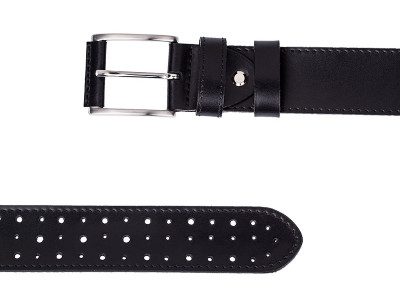 Wide perforated leather belt