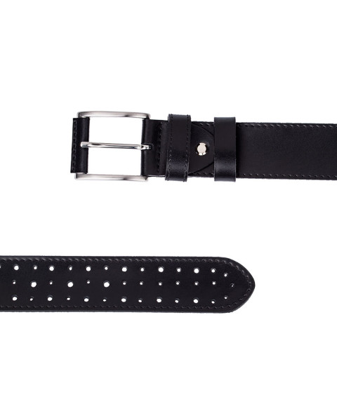 Wide perforated leather belt