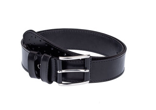 Wide perforated leather belt