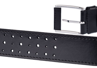 Wide perforated leather belt