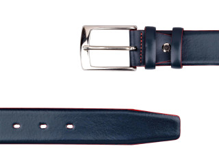 Blue Leather Belt With Red Edges LXNV34NP