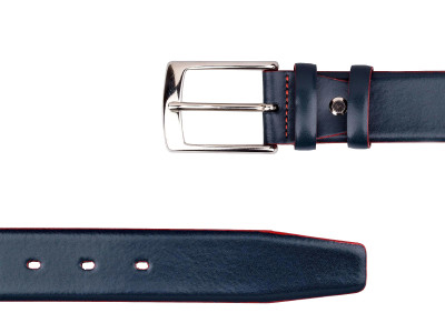 Blue Leather Belt With Red Edges LXNV34NP