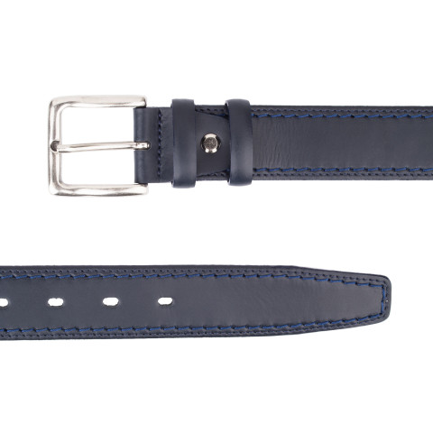 Italian Blue Leather Belt Threaded NVTH34NP