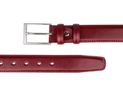 Ruby Red Threaded Leather Belt RUNP34LXT