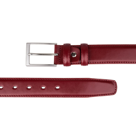 Ruby Red Threaded Leather Belt RUNP34LXT
