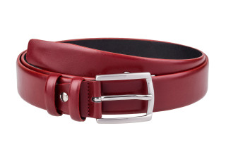 Ruby Red Threaded Leather Belt RUNP34LXT